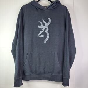 Browning Sportswear Men's Size L Hoodie Pullover Sweatshirt Logo Front Blue